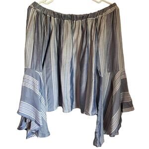NWT Sage Off The Shoulder Striped Bell Sleeves Top Size M